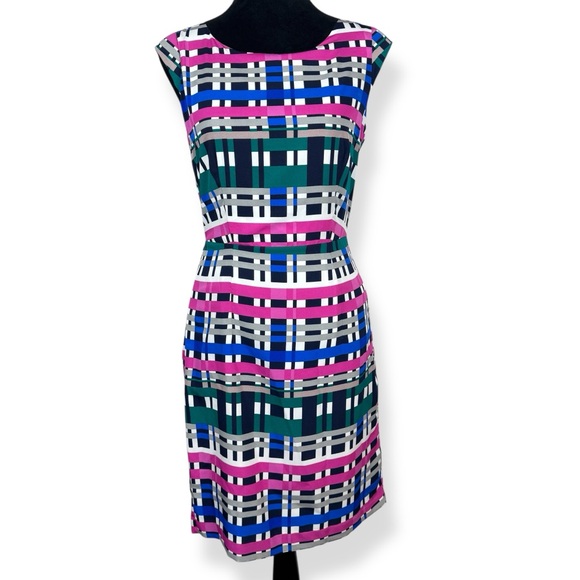 Banana Republic Dresses & Skirts - Banana Republic Sheath Dress Womens 4 Multicolor Plaid Sleeveless Lined